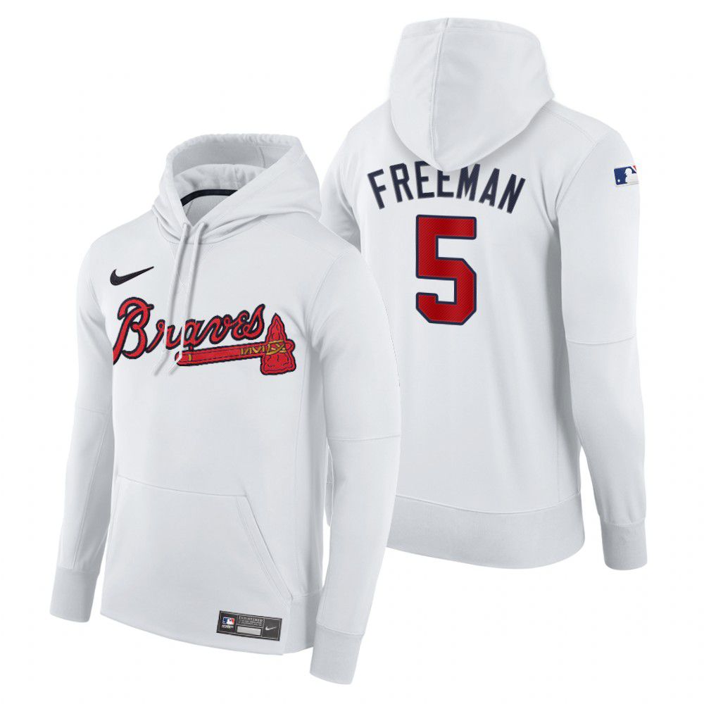 Men Atlanta Braves #5 Freeman white home hoodie 2021 MLB Nike Jerseys->atlanta braves->MLB Jersey